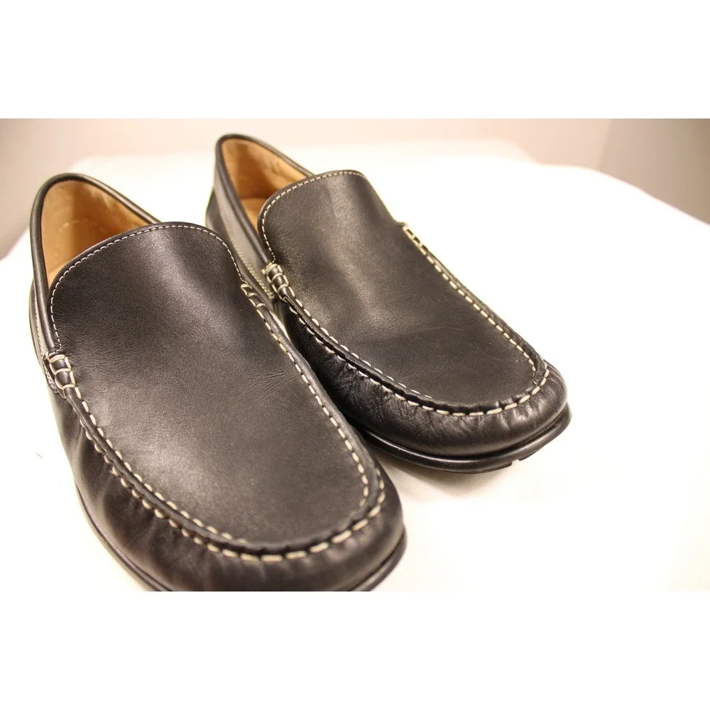 ECCO Mens Driving Loafers Shoes Size US 9.5 EU 43 Black Leather Slip On